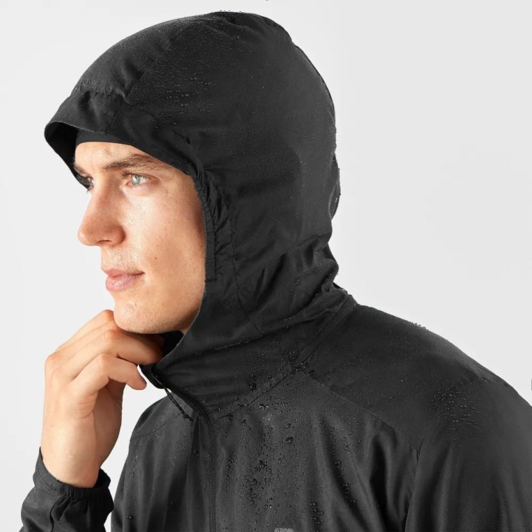 Black Salomon Agile Men's Windbreaker | PH 09348M